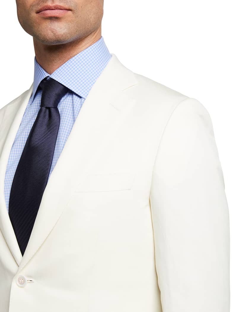 Brioni Men S Creme Wool Linen Suit Neiman Marcus
