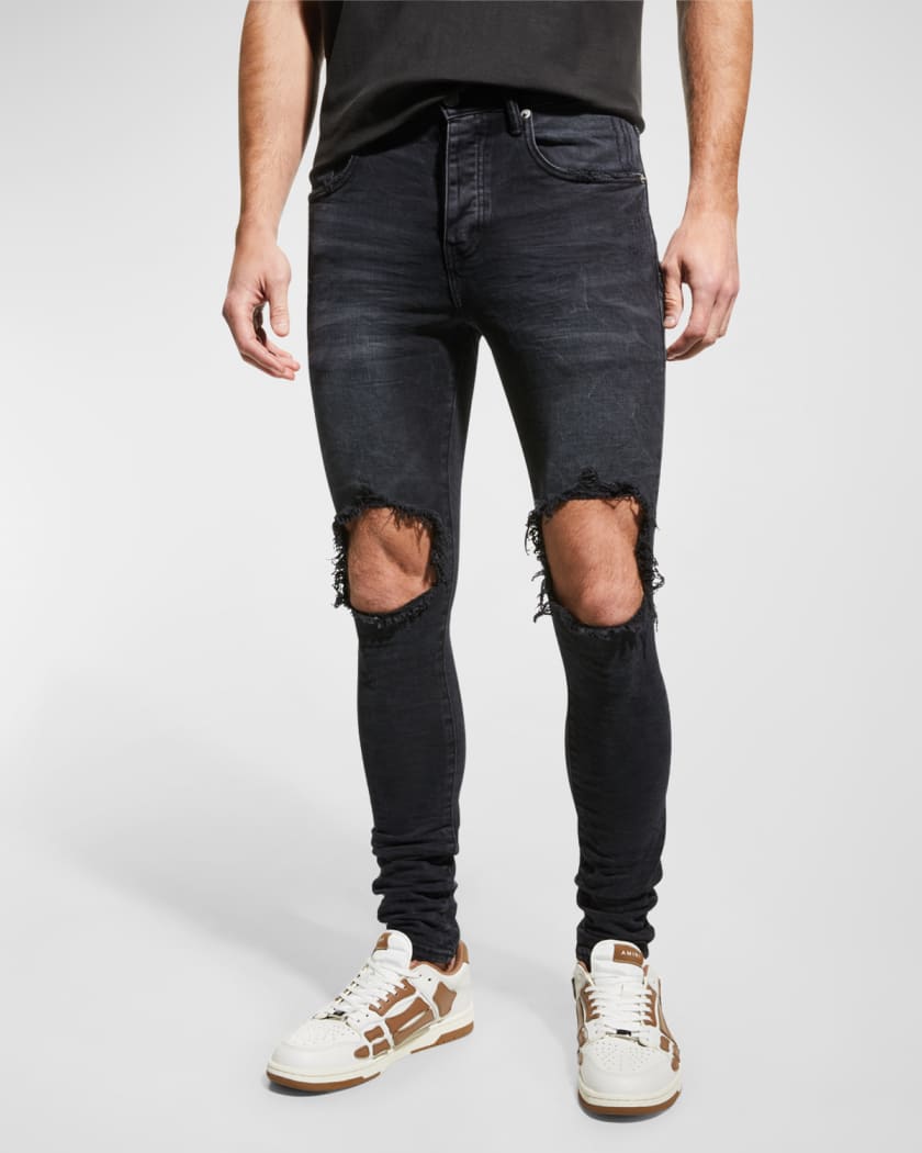 PURPLE Men's Whiskered Blowout Skinny Jeans | Neiman