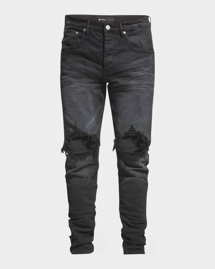 PURPLE BRAND DISTRESSED WHITED OUT BLACK 29 SLIM FIT LOW RISE