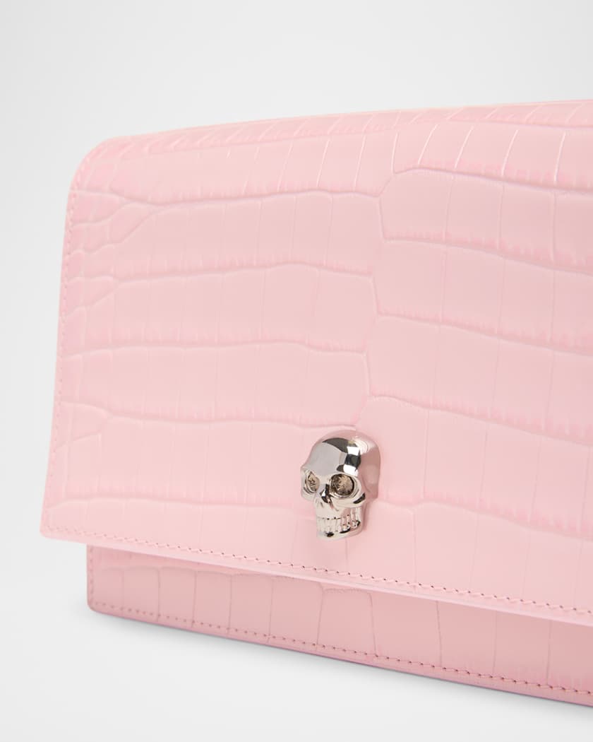 Mini Skull Croc-Embossed Crossbody Bag