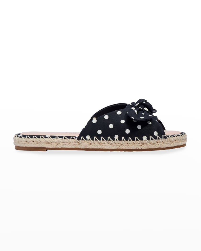 kate spade new york saltie shore bow polka-dot flat sandals | Neiman Marcus