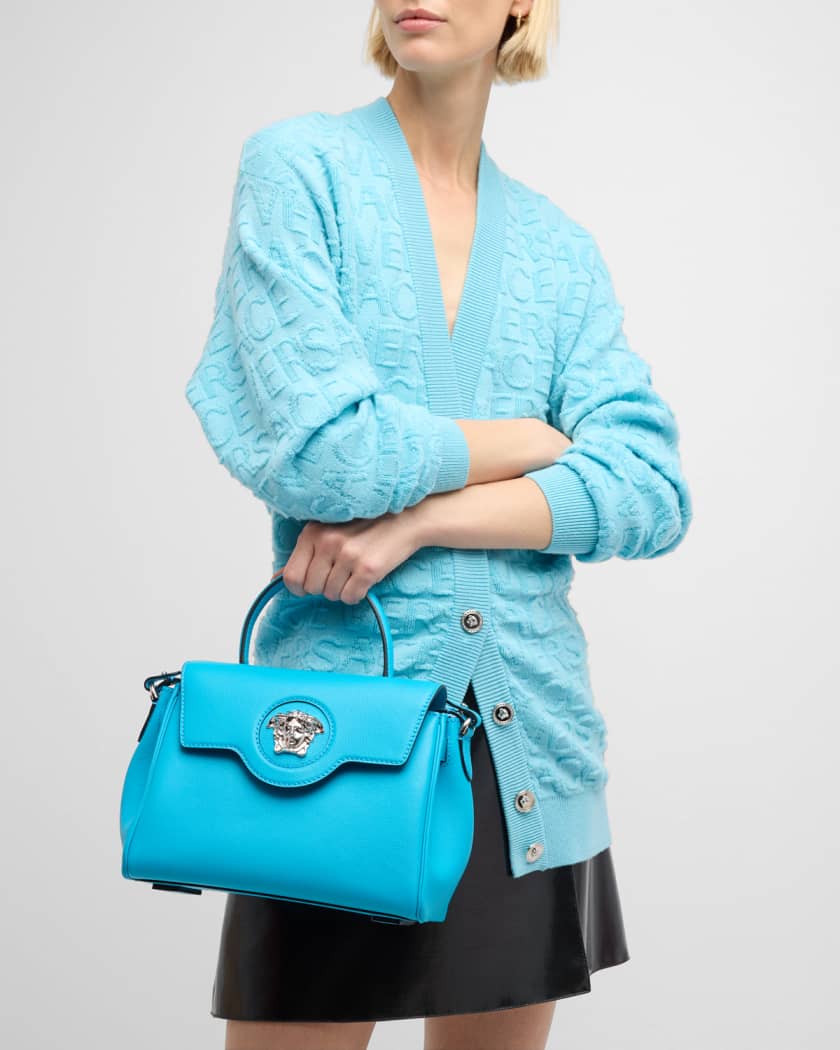 Shop Versace Beaded Micro La Medusa Top-Handle Bag