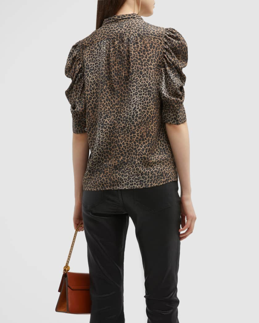 Saint Laurent: Black & Tan Silk Tiger Print Shirt