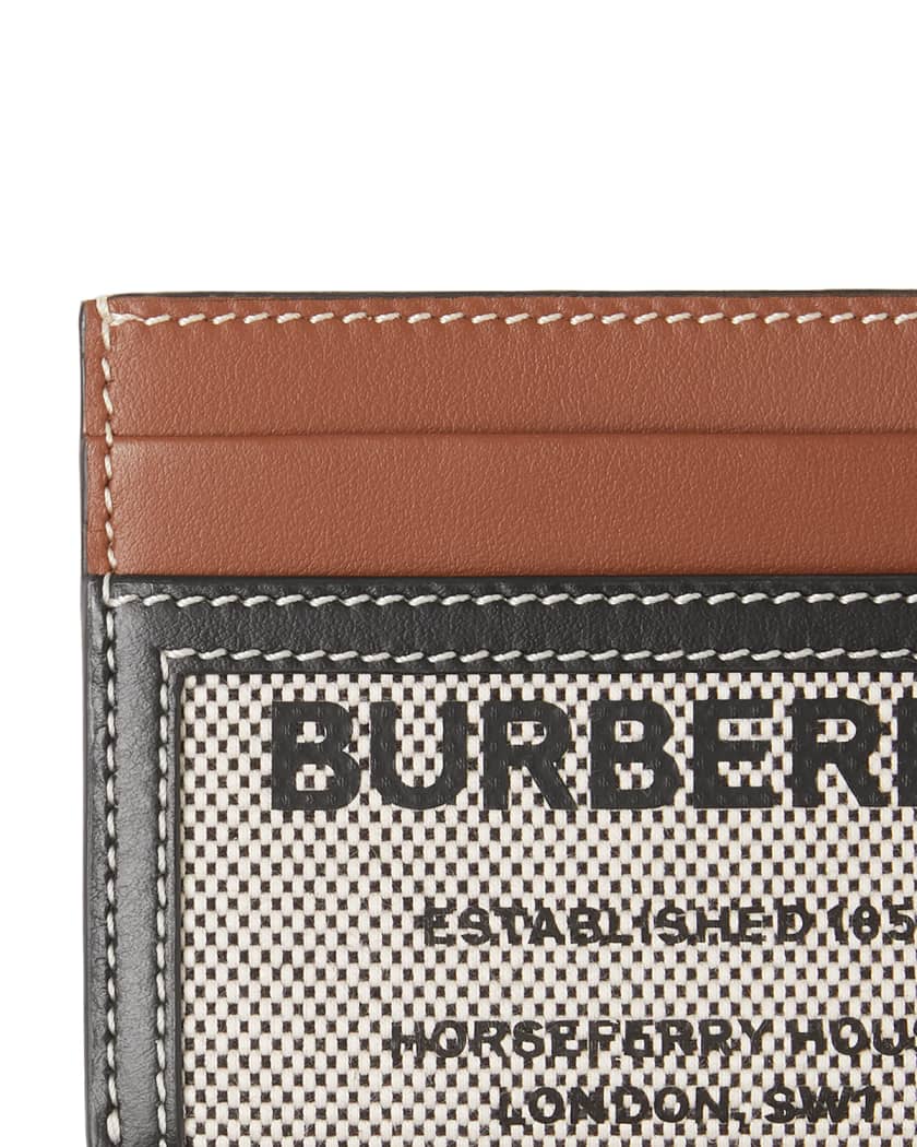 Burberry Sandon Horseferry-Print Canvas & Leather Card Case