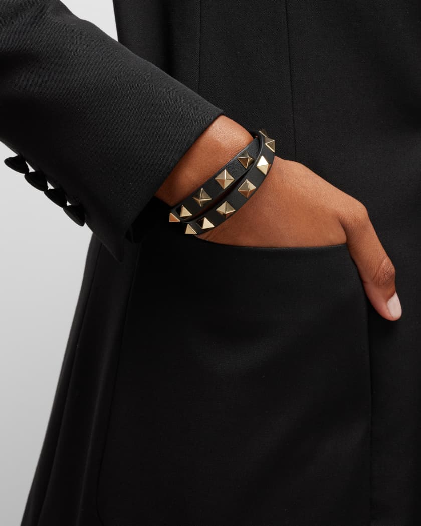 foragte kærtegn Tilgivende Valentino Garavani Rockstud Leather Double Wrap Bracelet | Neiman Marcus