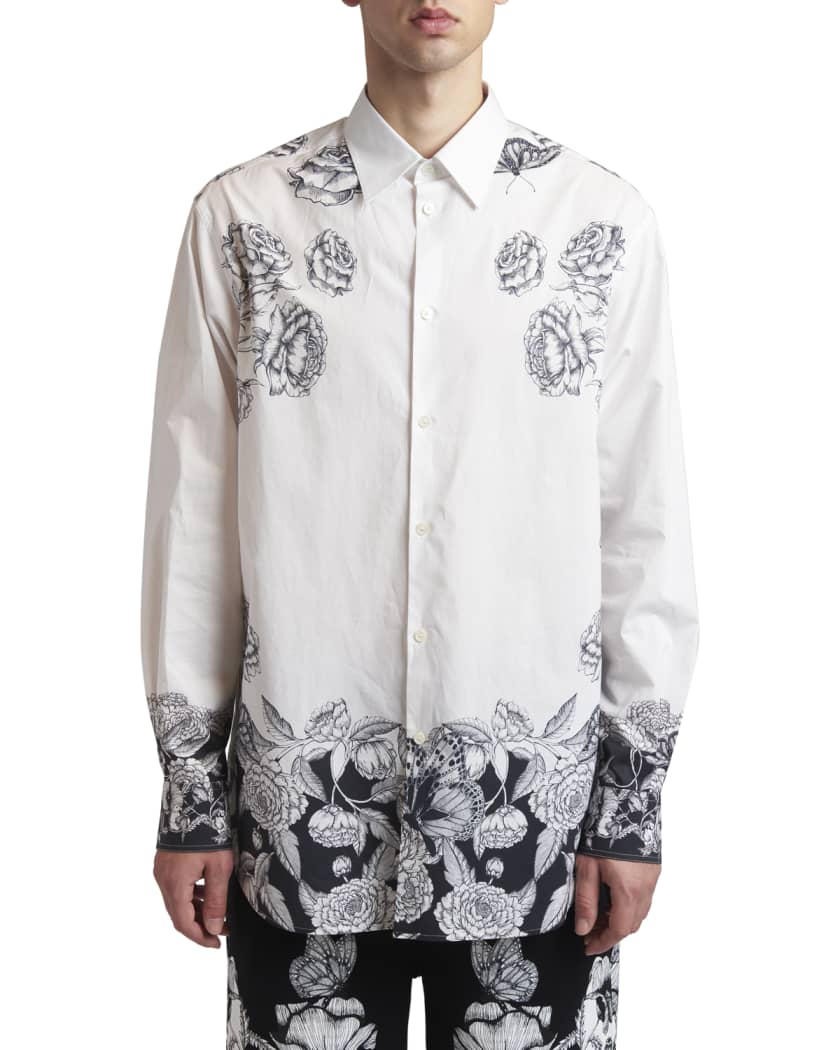 Valentino Men's Blooming-Print Button ...