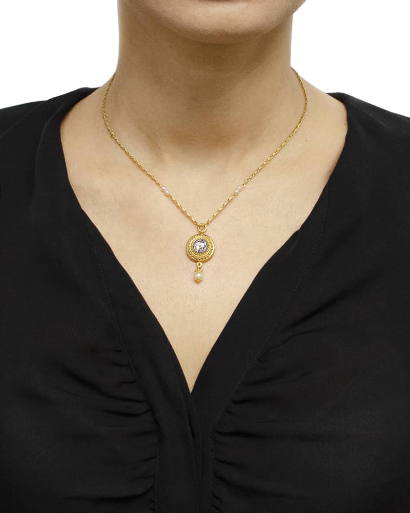 24k Gold-Plated Mosaic Pendant Chain Necklace