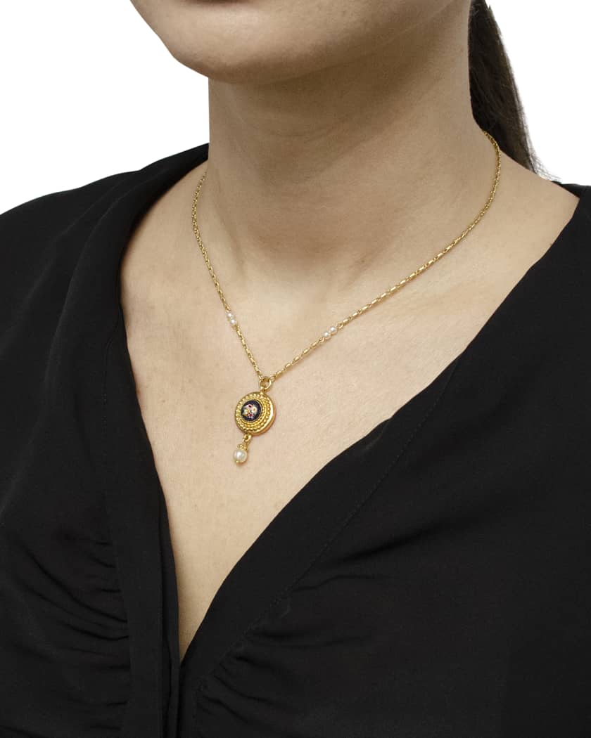 24k Gold-Plated Mosaic Pendant Chain Necklace