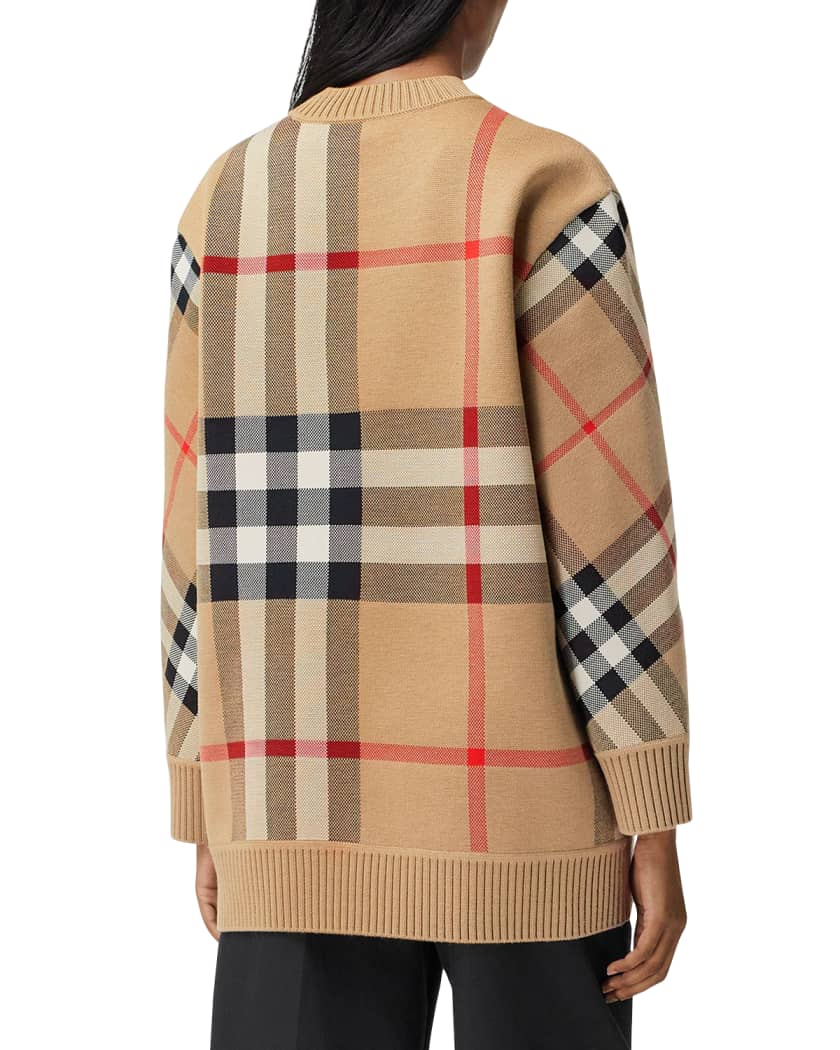 Burberry Calee Check Merino Wool Jacquard Sweater