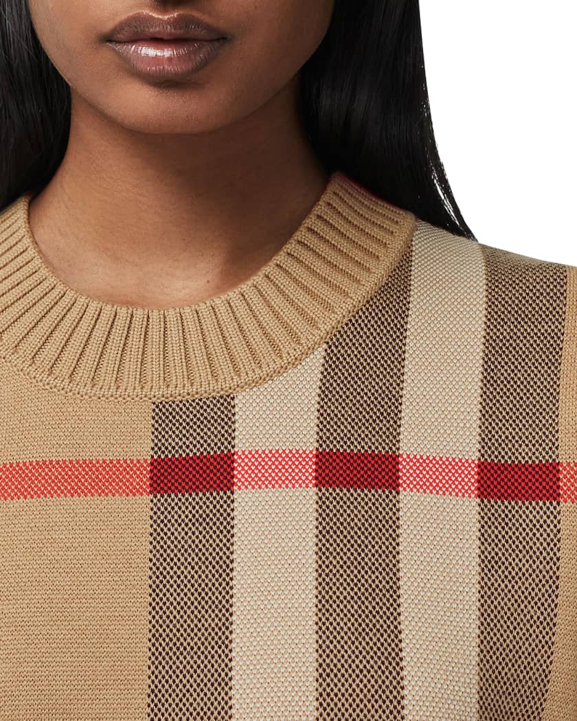 Burberry Calee Check Merino Wool Jacquard Sweater | Neiman Marcus