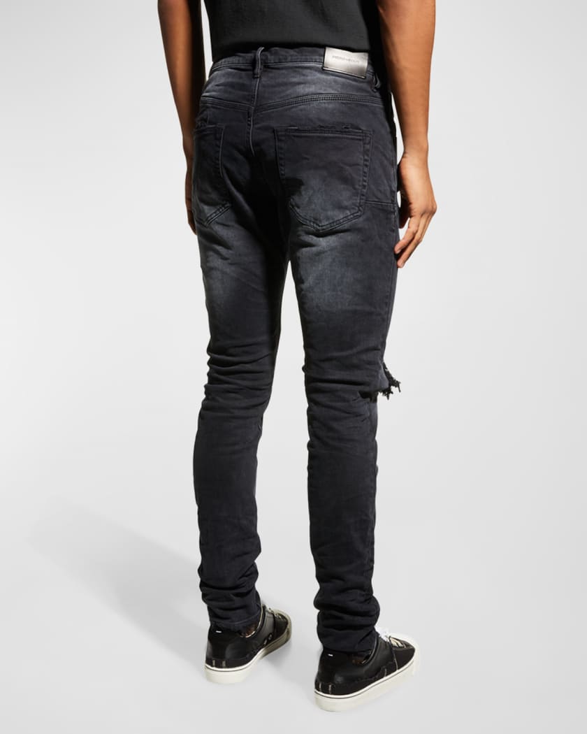 Slim-Fit Distressed Bleached Jeans