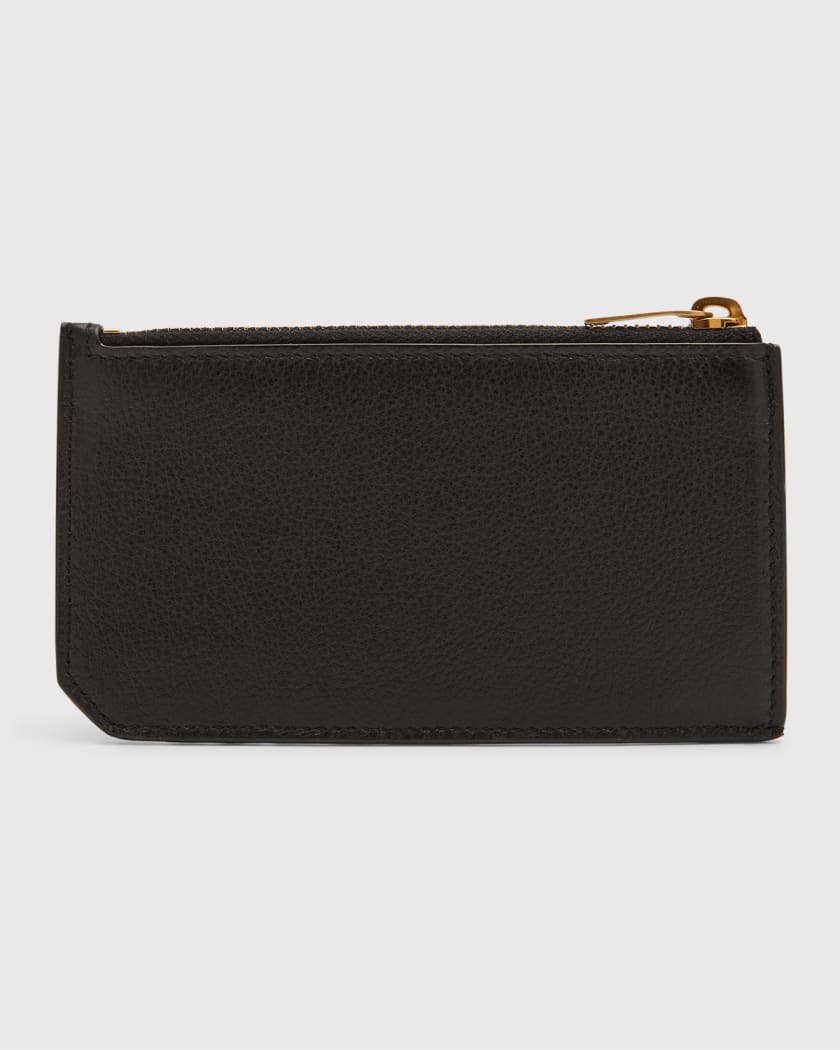 YSL Tiny Monogram Ziptop Card Case in Smooth Leather