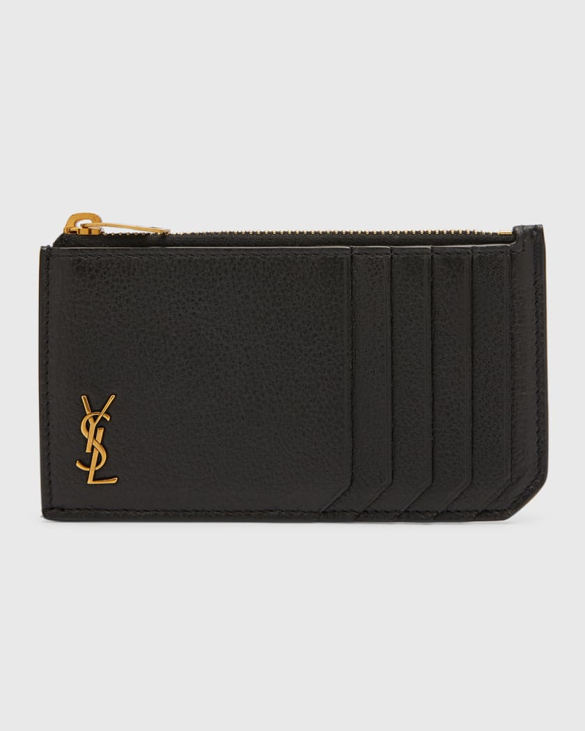 WALLET MONEY CLIP SAINT LAURENT PARIS BLACK TEXTURED LEATHER