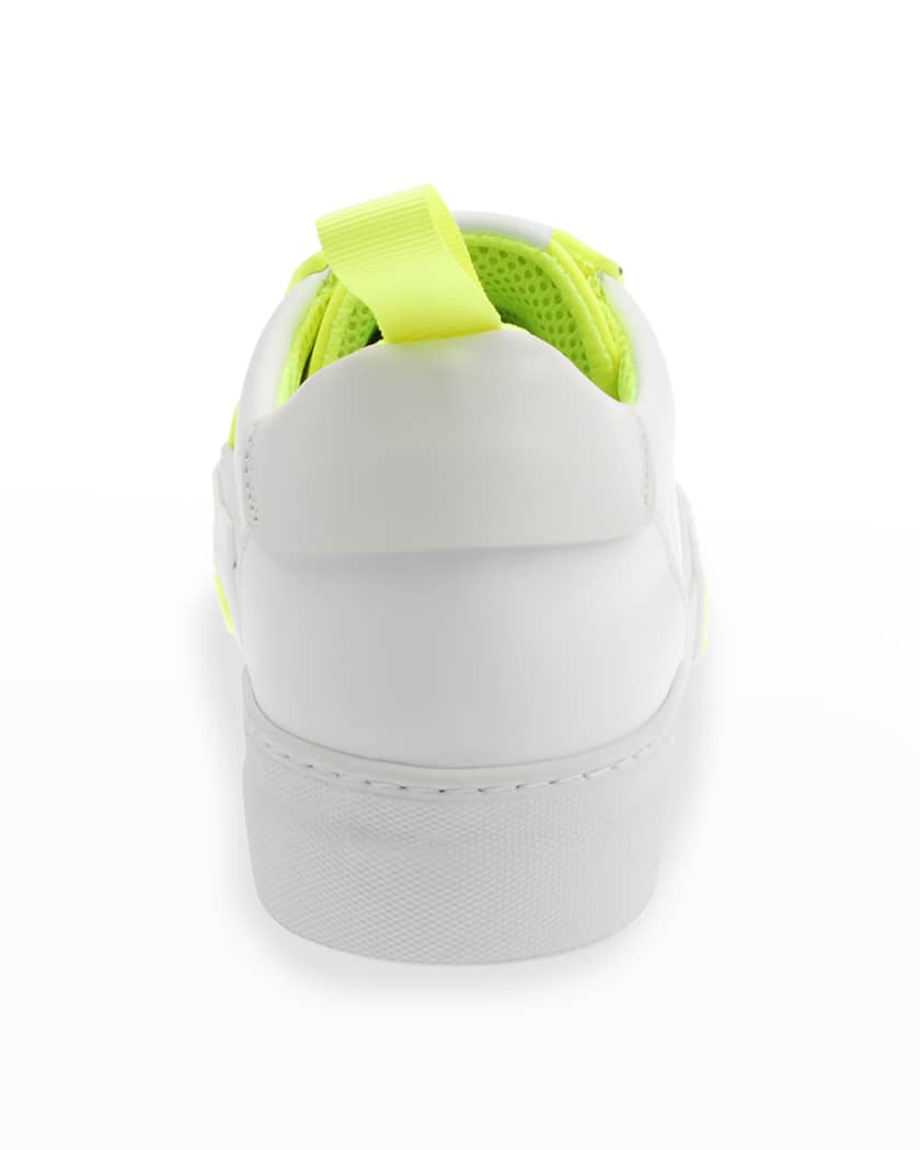 John Galliano Paris Men's Neon Logo Leather Low-Top Sneakers