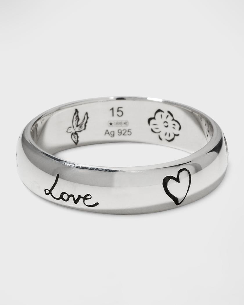 Gucci Blind for Love 5mm Sterling Silver Band Ring | Neiman Marcus