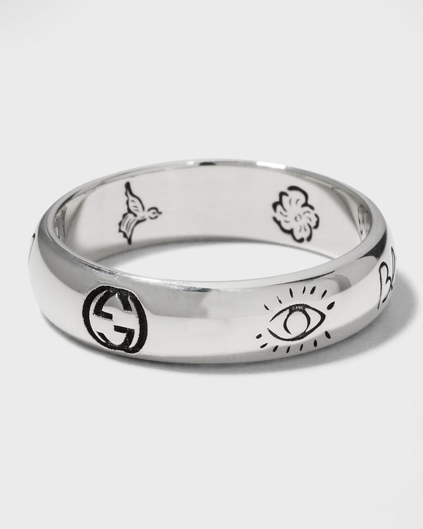 Gucci Blind for Love 5mm Sterling Silver Band Ring | Neiman Marcus