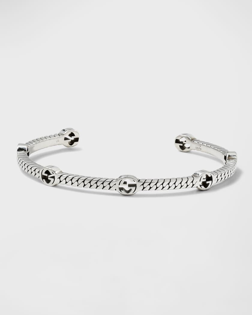 Gucci Interlocking-G 3mm Cuff Bracelet, Size Medium | Neiman Marcus