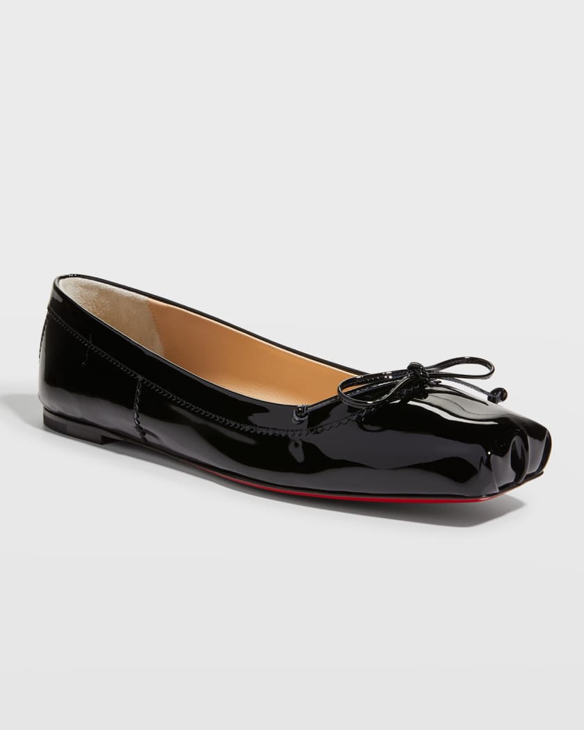 Mamadrague Patent Bow Red Sole Ballerina Flats