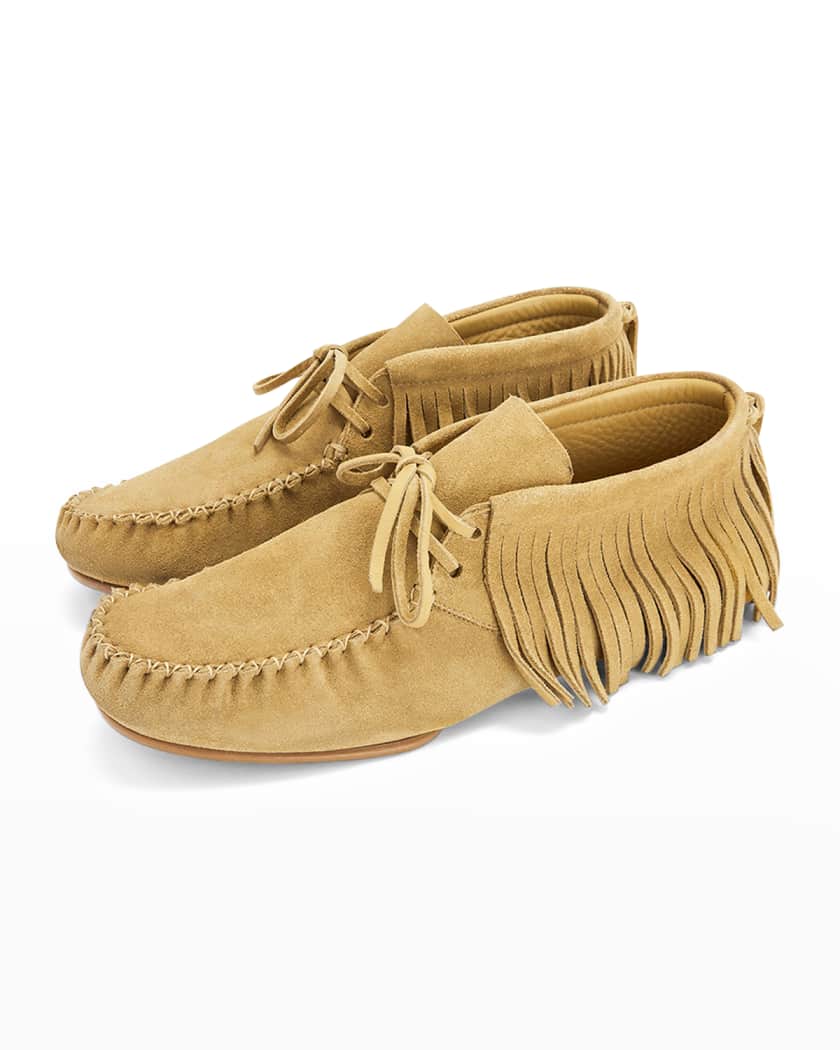 Loewe Men S X Paula Ibiza Fringe Suede High Top Loafers Neiman Marcus