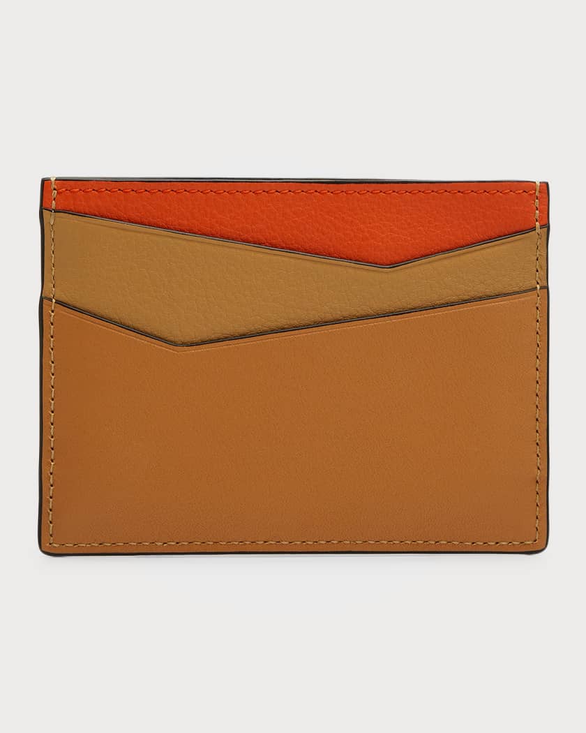 Puzzle Leather Card Holder in Pink - Loewe