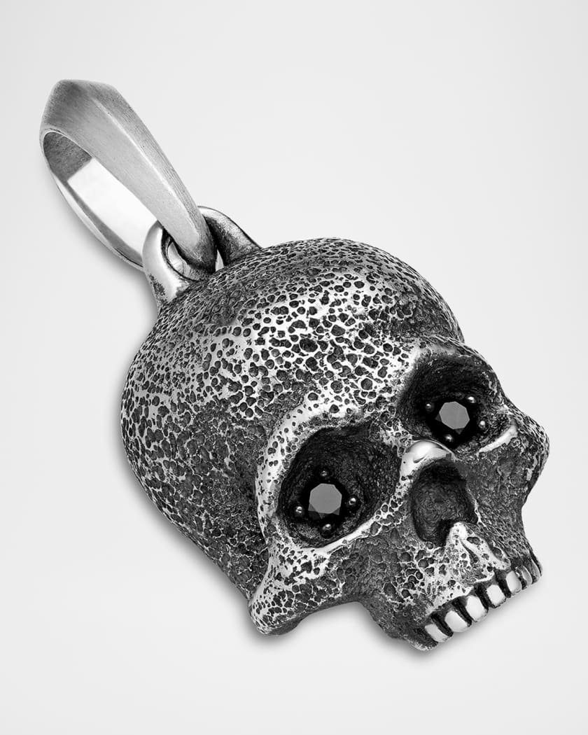 Men's Memento Mori Skull Pendant with Diamonds in Silver, 18mm