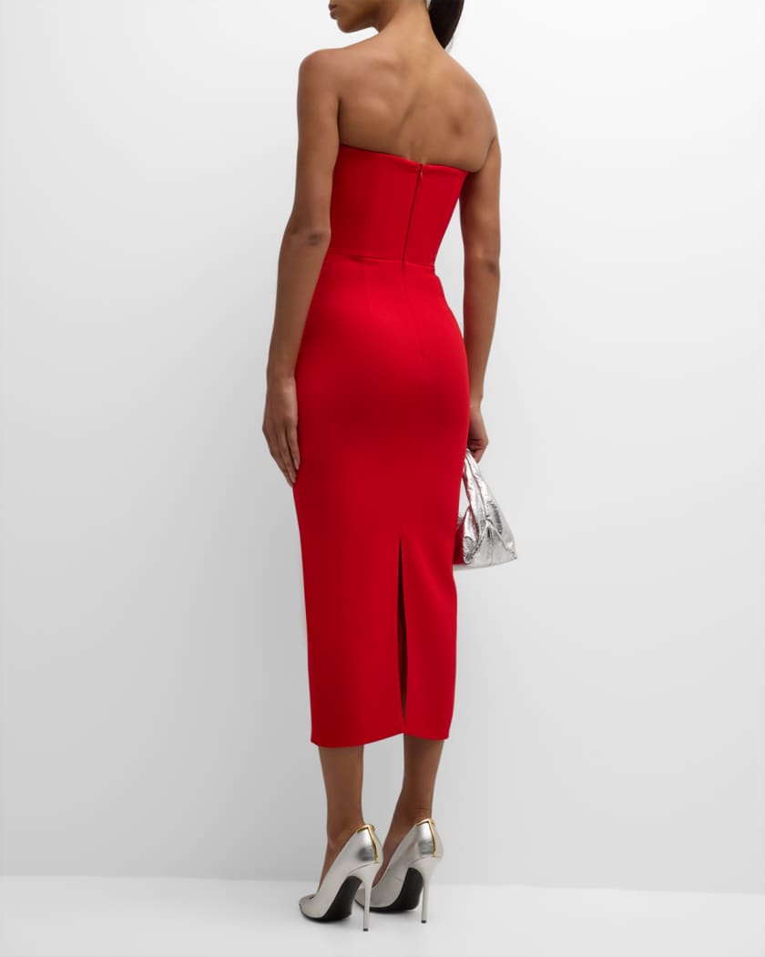 Alex Perry Darcy Draped Bustier Midi Dress Neiman Marcus