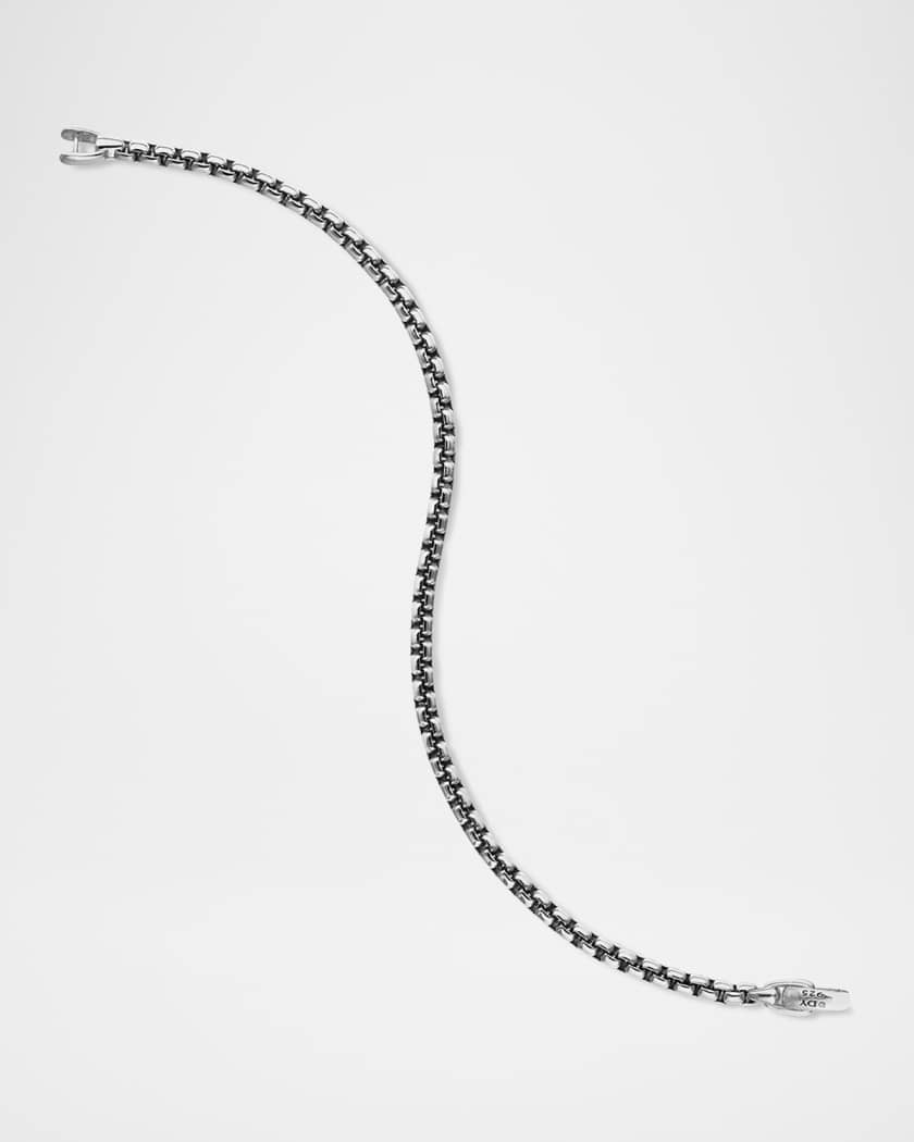 Men's Box Chain Bracelet in Silver, 4mm