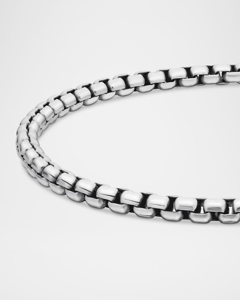 Men's Box Chain Bracelet in Silver, 4mm