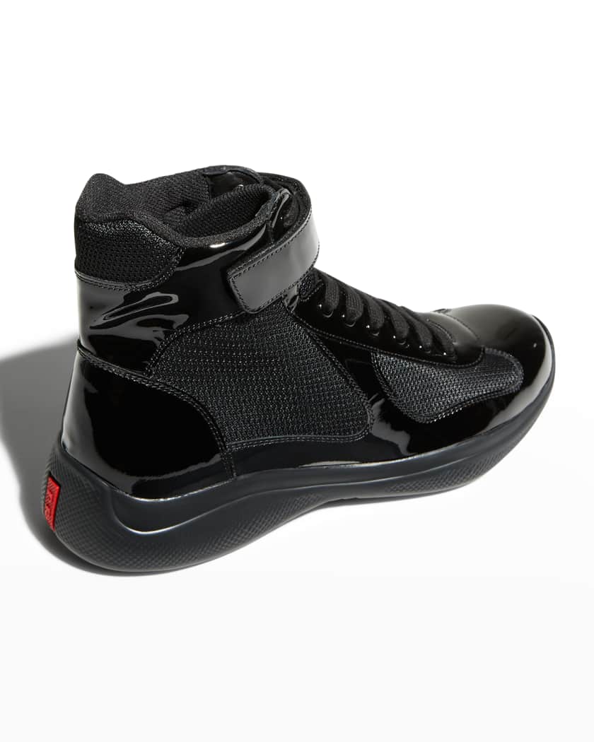 Prada Men's America's Cup Patent Leather High-Top Sneakers