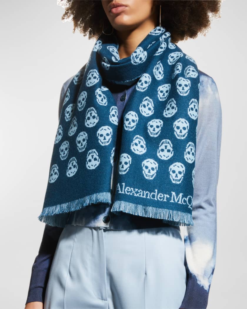 ALEXANDER MCQUEEN Reversible Fringed Logo-Jacquard Wool Scarf for Men