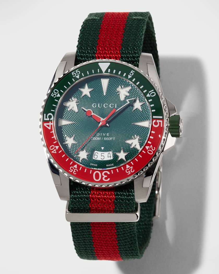 woonadres Lounge wees stil Gucci Men's 40mm Dive Web Icon Watch | Neiman Marcus