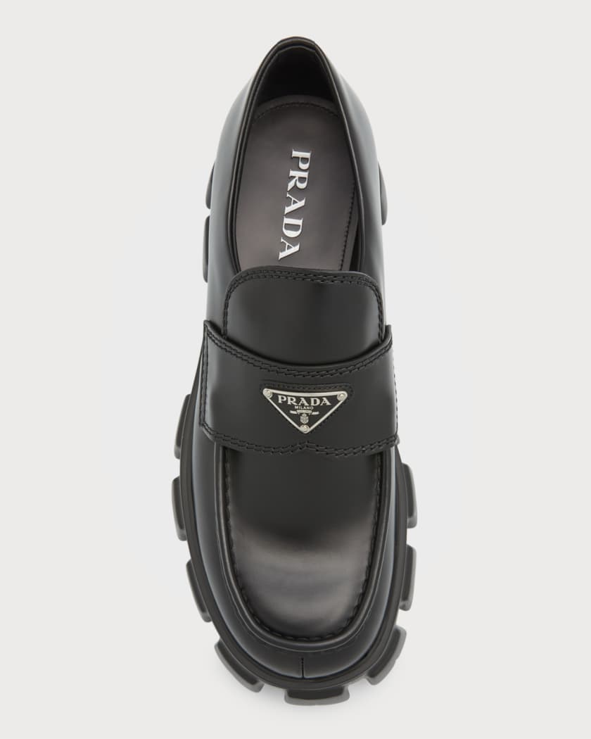 Prada leather loafers cheap
