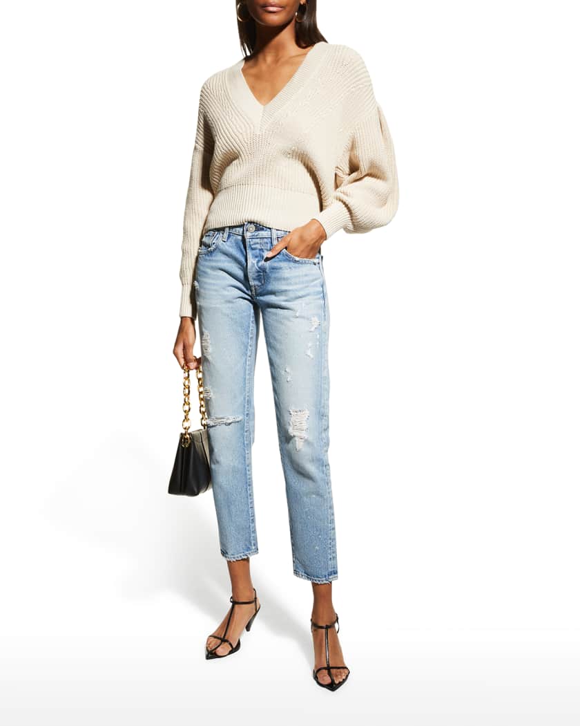 Moussy Vintage Aberdeen Tapered Distressed Jeans Neiman Marcus