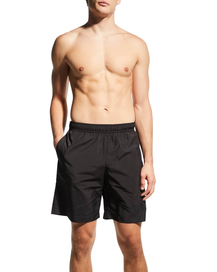 Givenchy Men's Long Swim Shorts w/ Metal Logo | Neiman Marcus