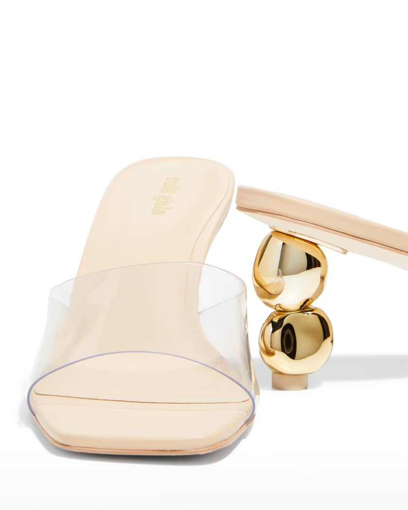Gigi Metallic Sphere-Heel Vinyl Sandals