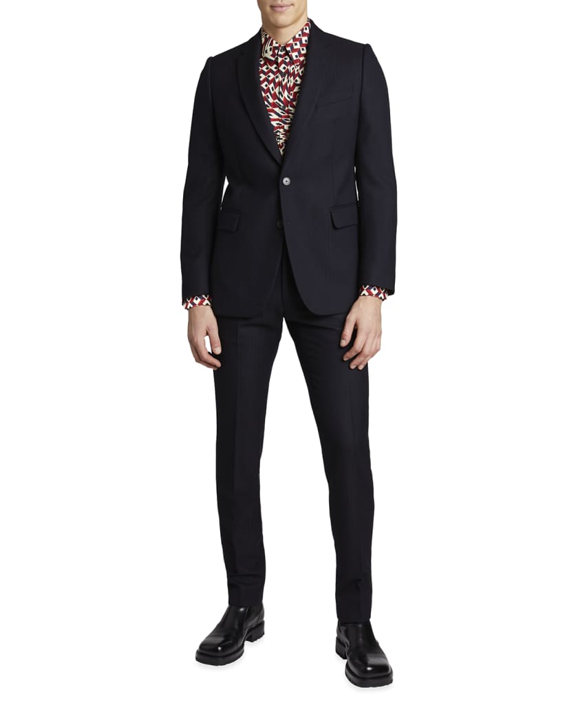 Dries Van Noten Men S Kline Solid Wool Slim Fit Suit Neiman Marcus