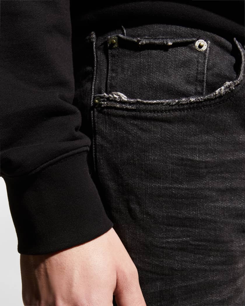 Men's Distressed Paint-Splatter Slim Jeans