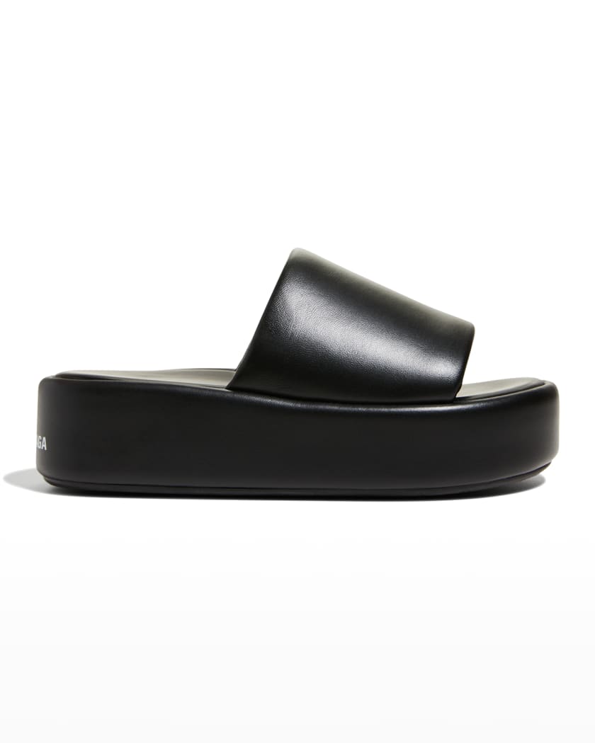 White Logo-print rubber flatform slides