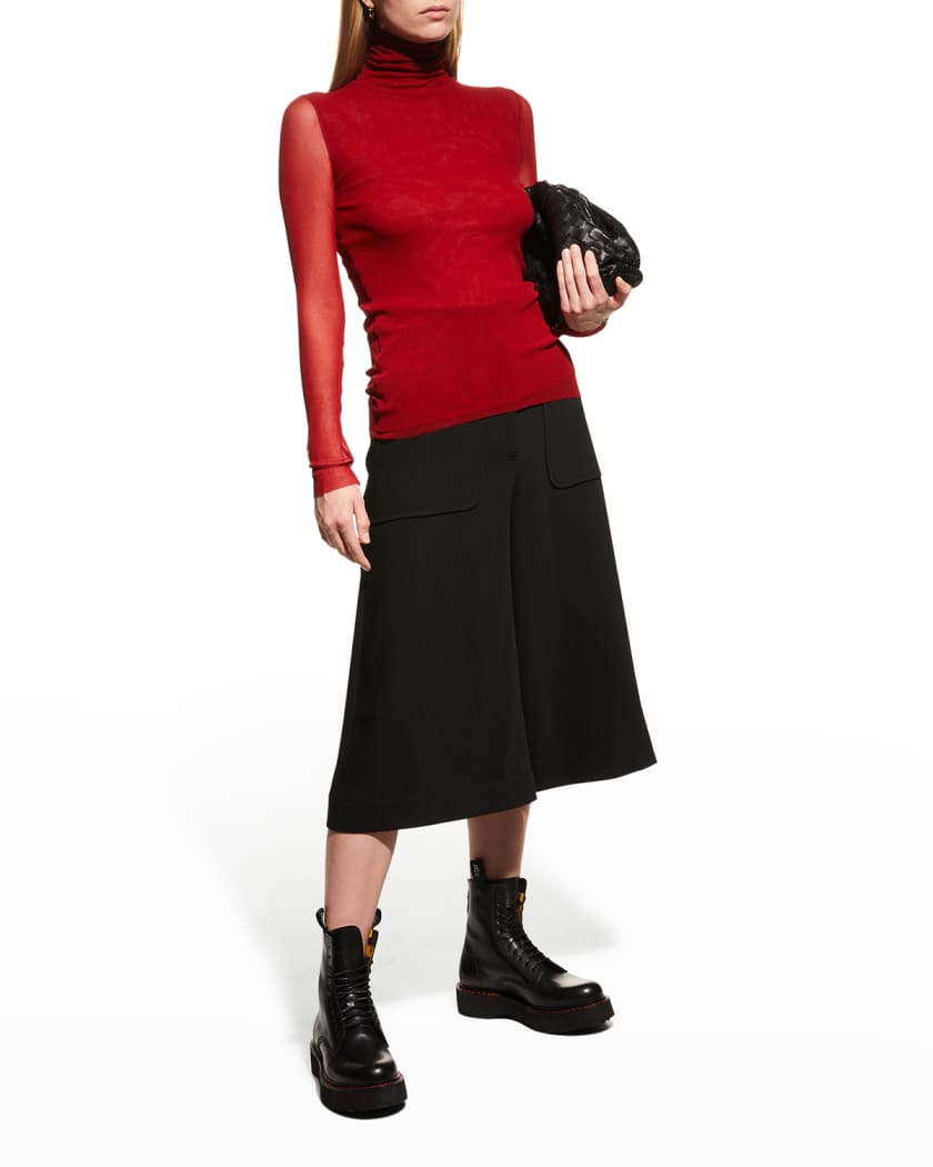 Fuzzi Long Sleeve Turtleneck Top Neiman Marcus