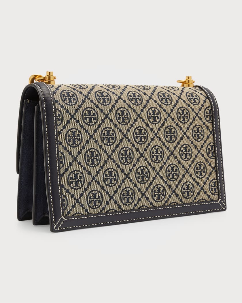 T Monogram Jacquard Shoulder Bag in Blue - Tory Burch