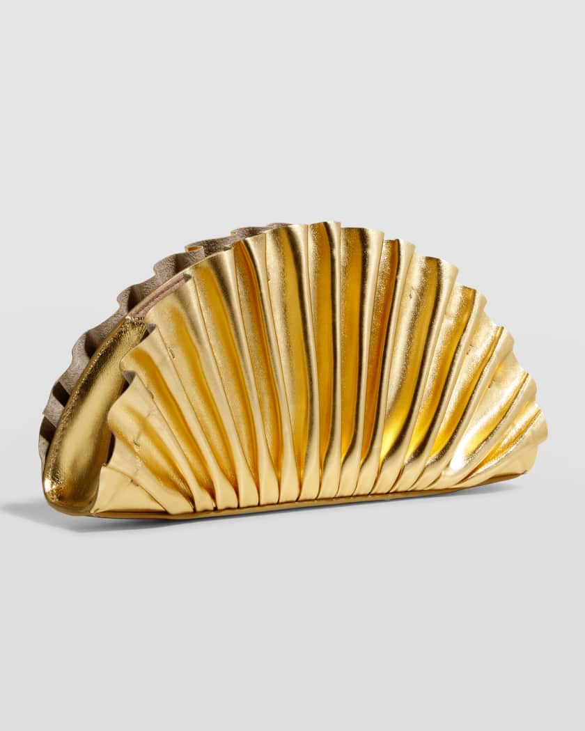 Nala Mini Pleated Metallic Clutch Bag