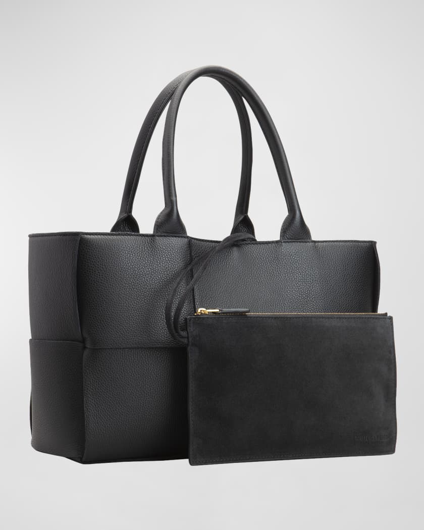 Bottega Veneta Black Intrecciato Nappa East-West Zip Hobo Bag in Small Size