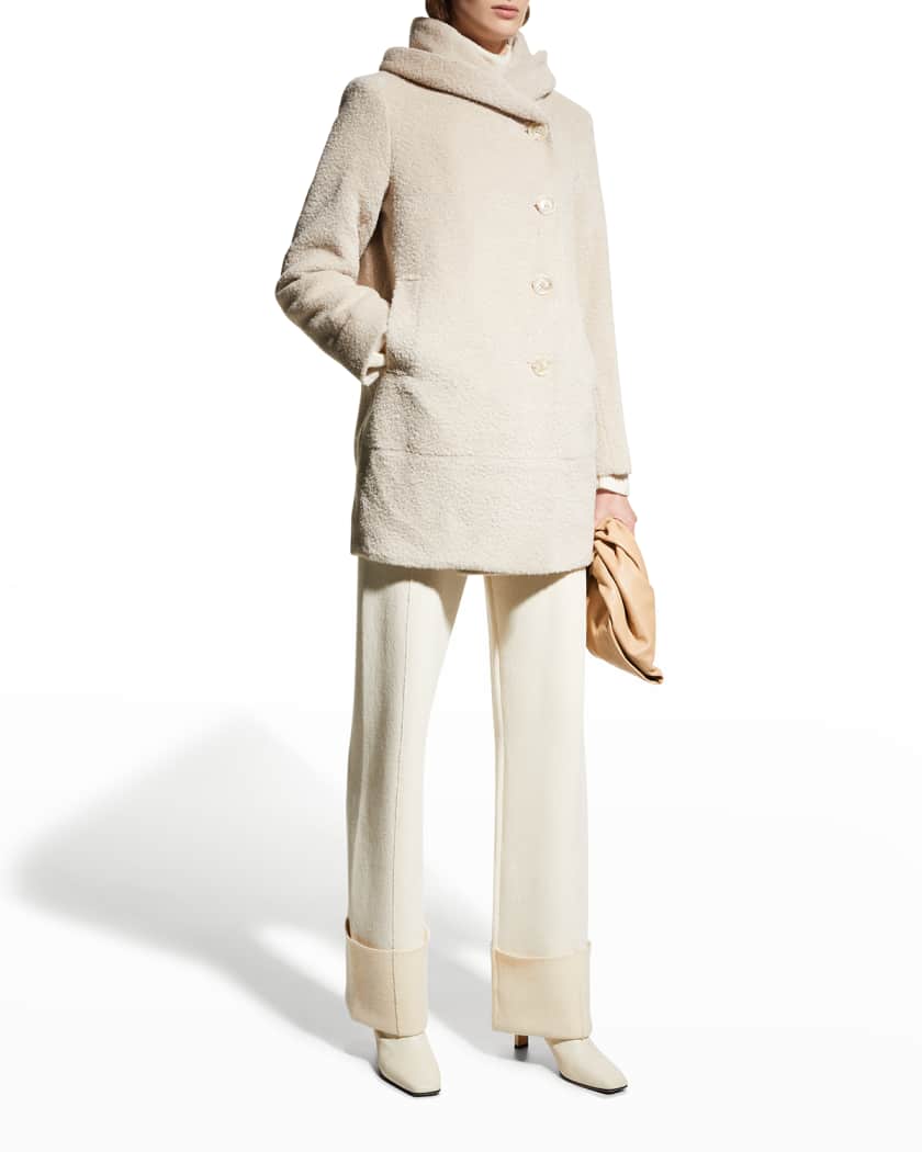 Sofia Cashmere Alpaca Wool Clipped Boucle Cocoon Coat Neiman Marcus