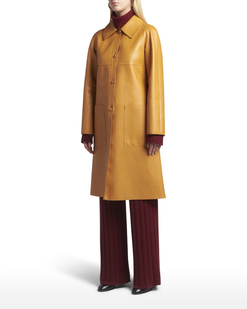 Orange Loro Piana Keith Leather Coat in Yellow Womens Coats Loro Piana Coats 