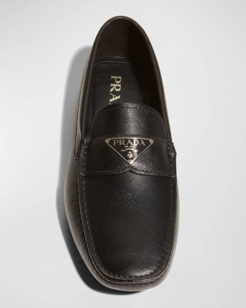 Prada Leather Driving Shoes - Black