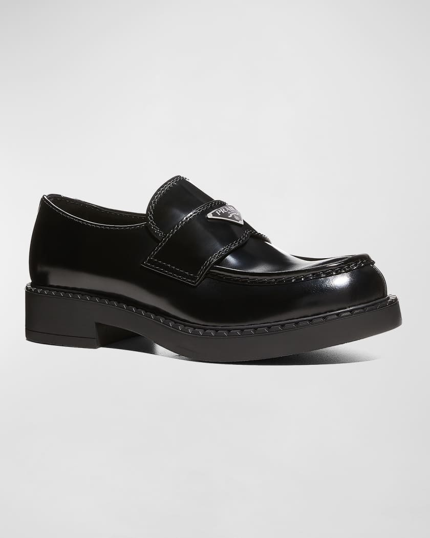 Men's Triangle Logo Leather Loafers 