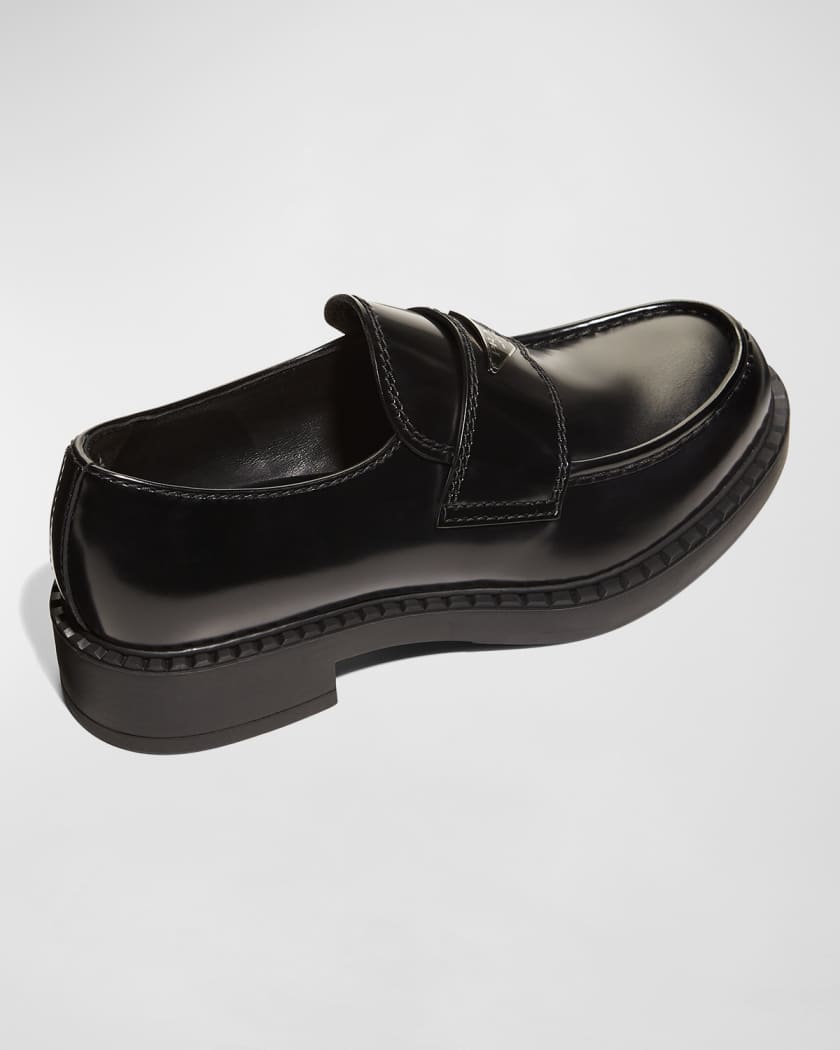 Men's Triangle Logo Leather Loafers 