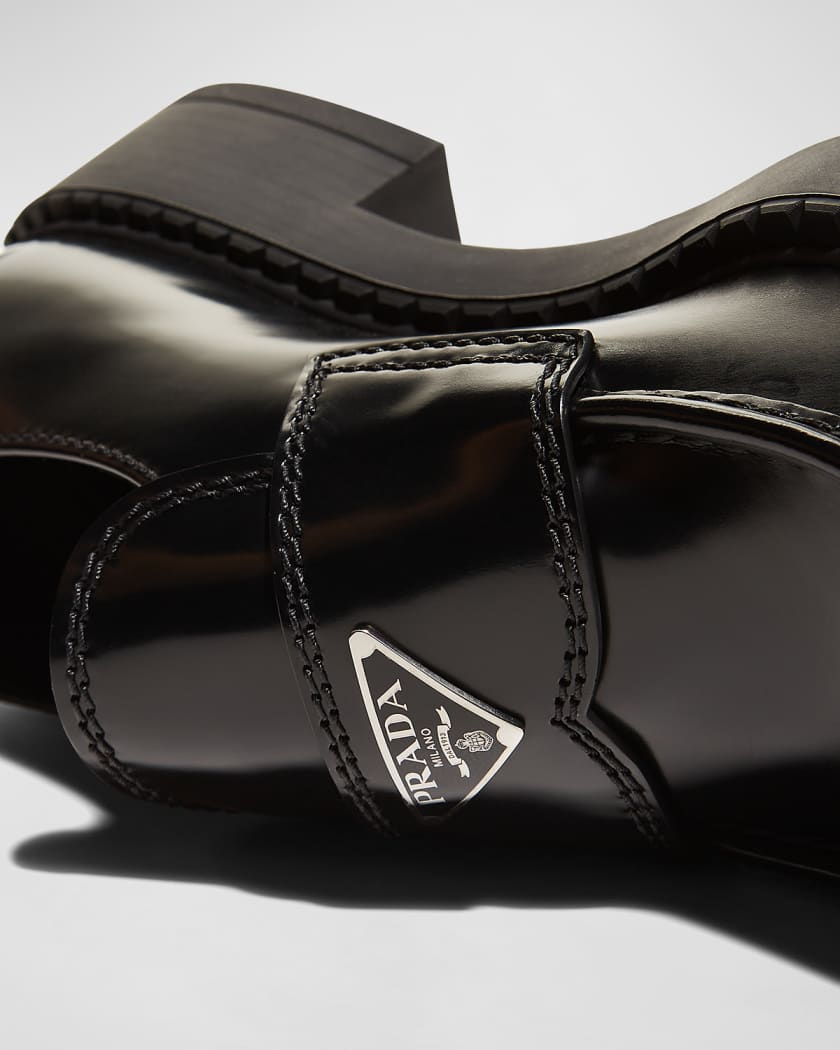 Men's Triangle Logo Leather Loafers 