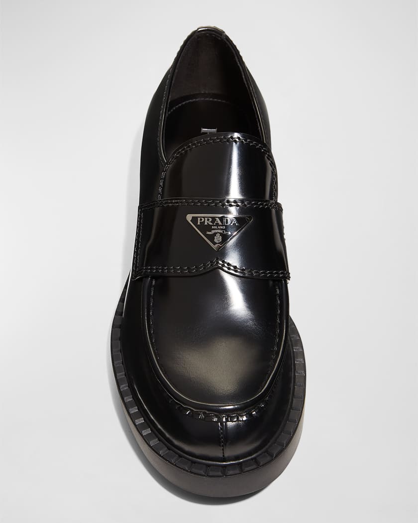 Men's Triangle Logo Leather Loafers 