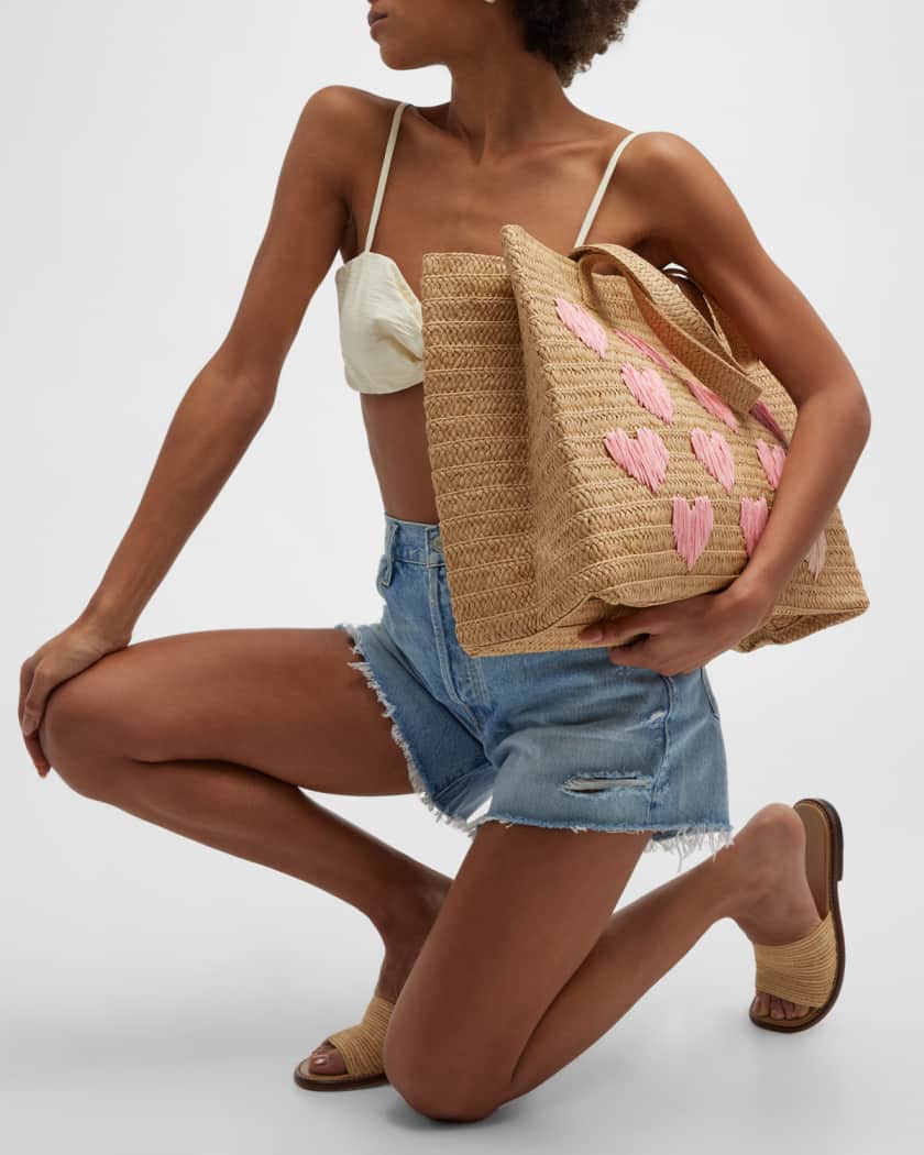 BTB Los Angeles Embroidered Heart Beach Tote Bag